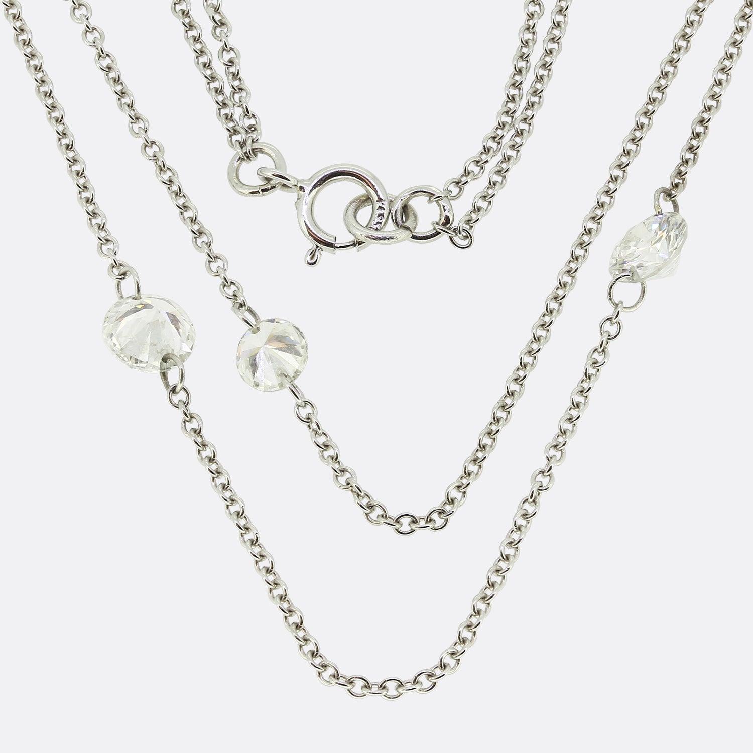 Collar de diamantes de 4,15 quilates por metro Corte brillante en venta