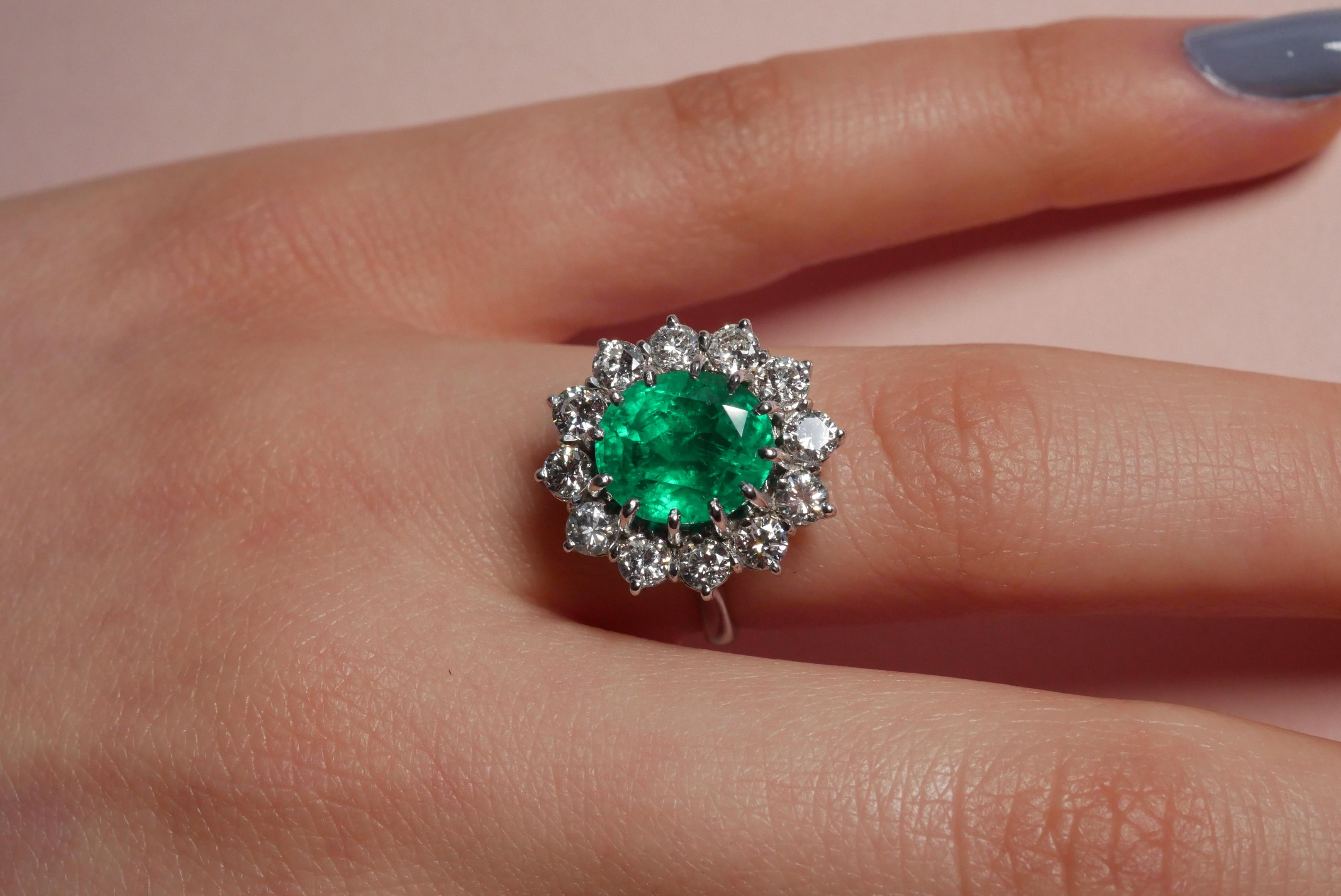 4.15 Carat Emerald Ring with White Diamond Halo 1