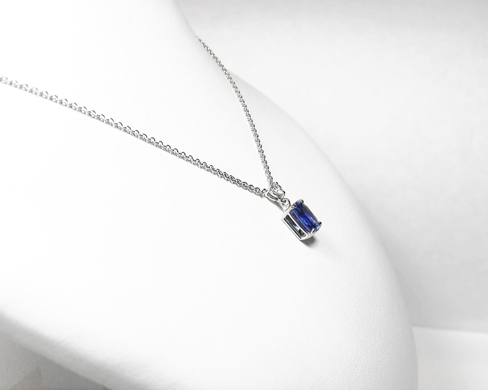 4.15 Carat Natural Blue Sapphire and Diamond Pendant Necklace Platinum 950 1