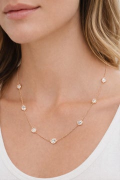 Diamante naturale da 4,15 carati per metro 10 Collana a stazioni in oro rosa 14K da 16 pollici
