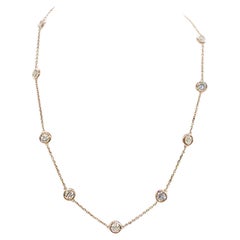 4.15 Carat Natural Diamond By The Yard 10 Station Necklace 14K Rose Gold 16"