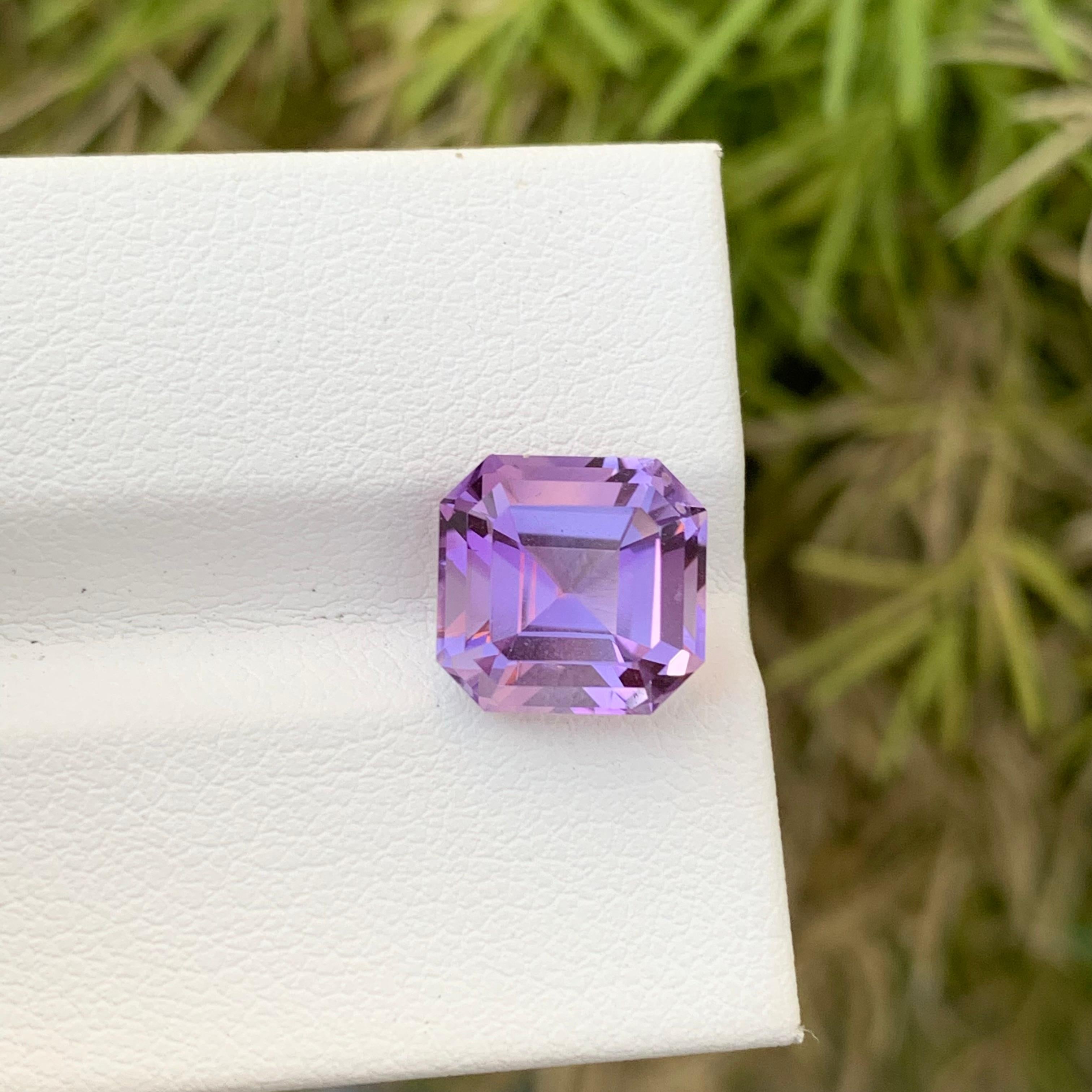 4,15 Karat natürlicher loser Amethyst in Asscher-Form aus brasilianischem Minenschliff (Arts and Crafts) im Angebot