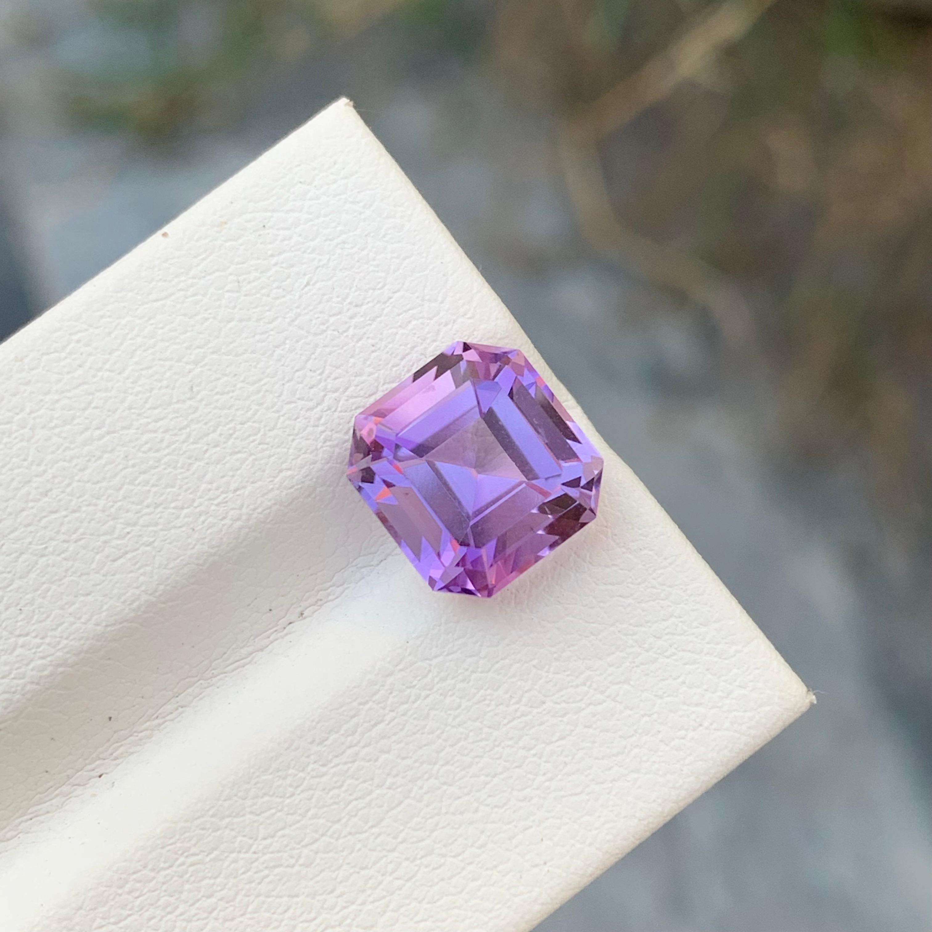 4,15 Karat natürlicher loser Amethyst in Asscher-Form aus brasilianischem Minenschliff im Zustand „Neu“ im Angebot in Peshawar, PK