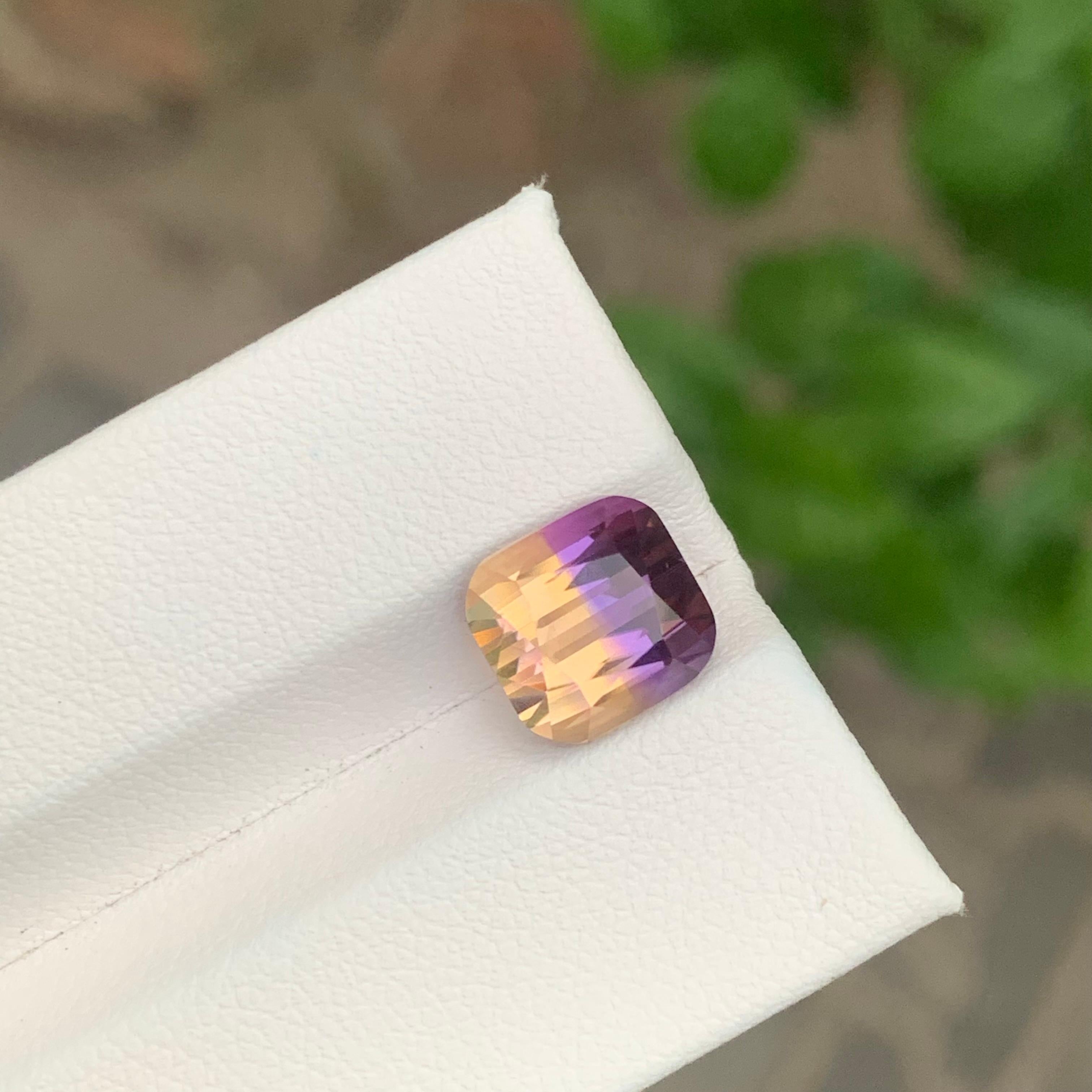 Cushion Cut 4.20 Carat Natural Loose Ametrine Cushion Shape Gemstone For Sale