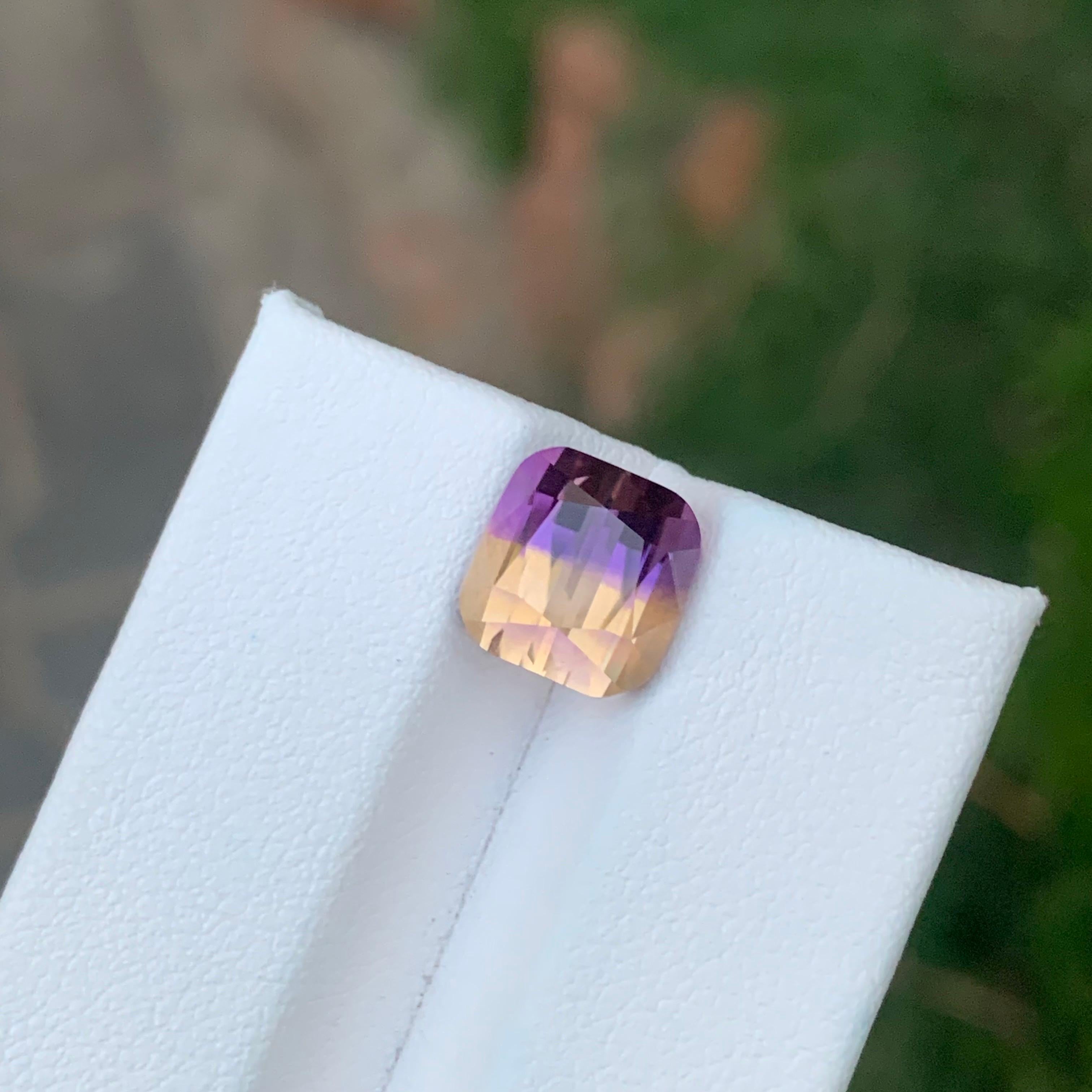 Women's or Men's 4.15 Carat Natural Loose Ametrine Cushion Shape Gemstone For Sale