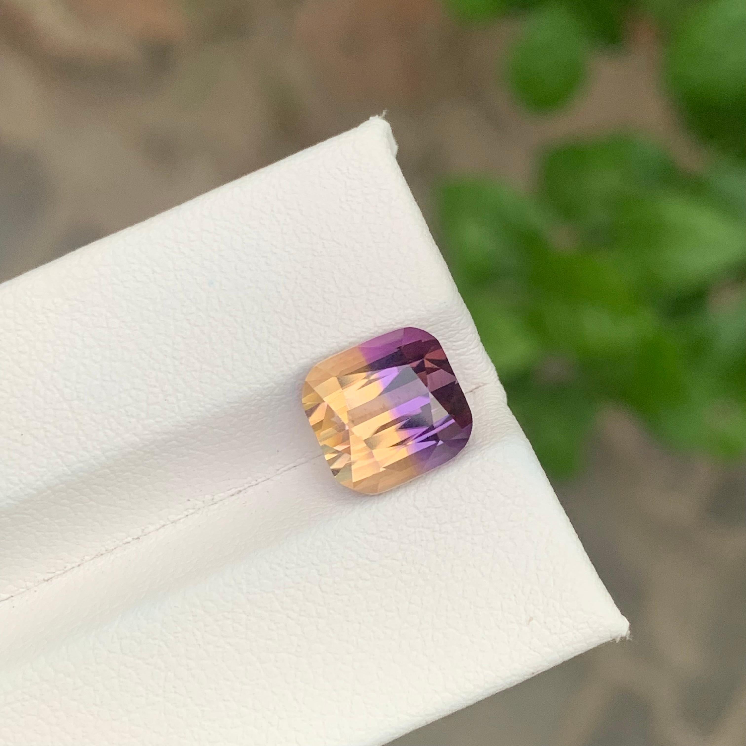 Women's or Men's 4.20 Carat Natural Loose Ametrine Cushion Shape Gemstone For Sale