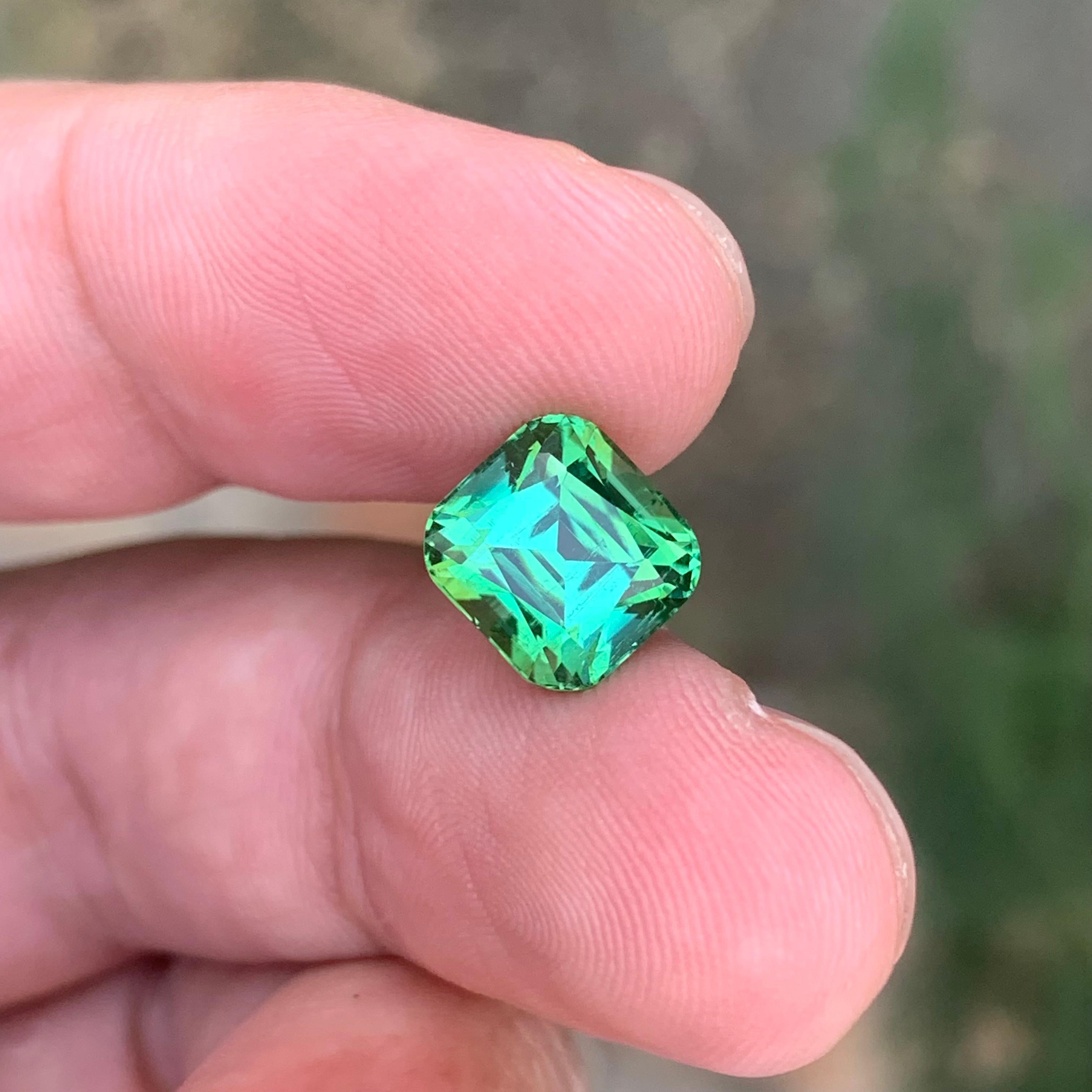 4.15 Carat Natural Loose Green Tourmaline Cushion Shape Gemstone (Tourmaline verte en forme de coussin) Neuf - En vente à Peshawar, PK