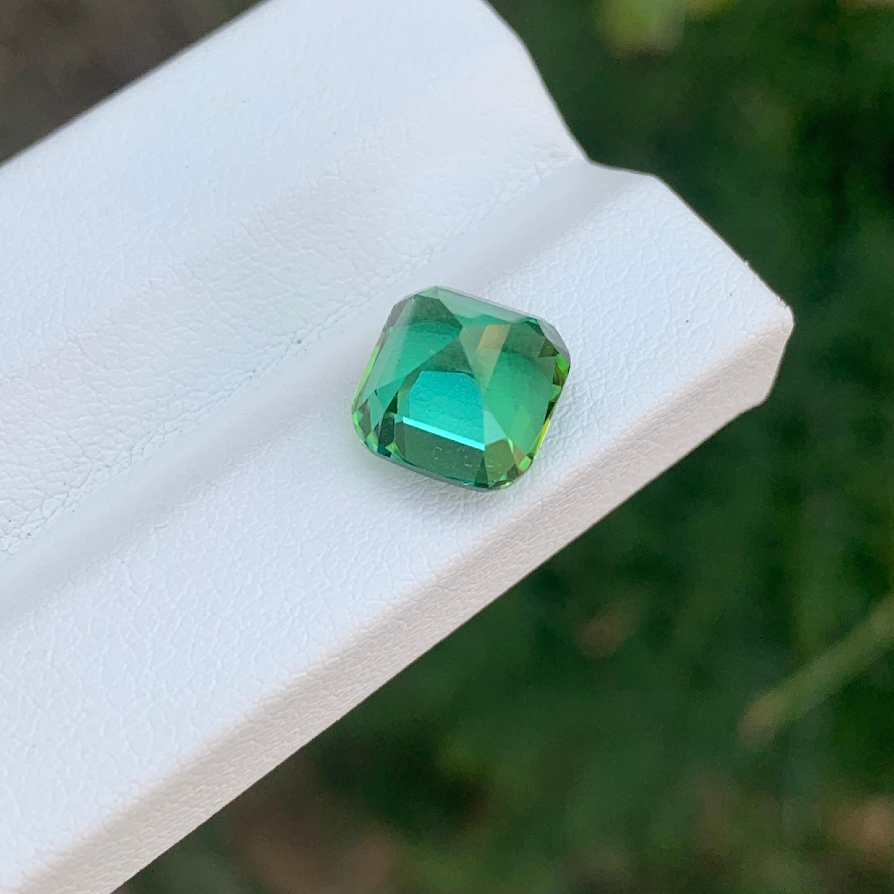 4.15 Carat Natural Loose Green Tourmaline Cushion Shape Gemstone (Tourmaline verte en forme de coussin) Unisexe en vente