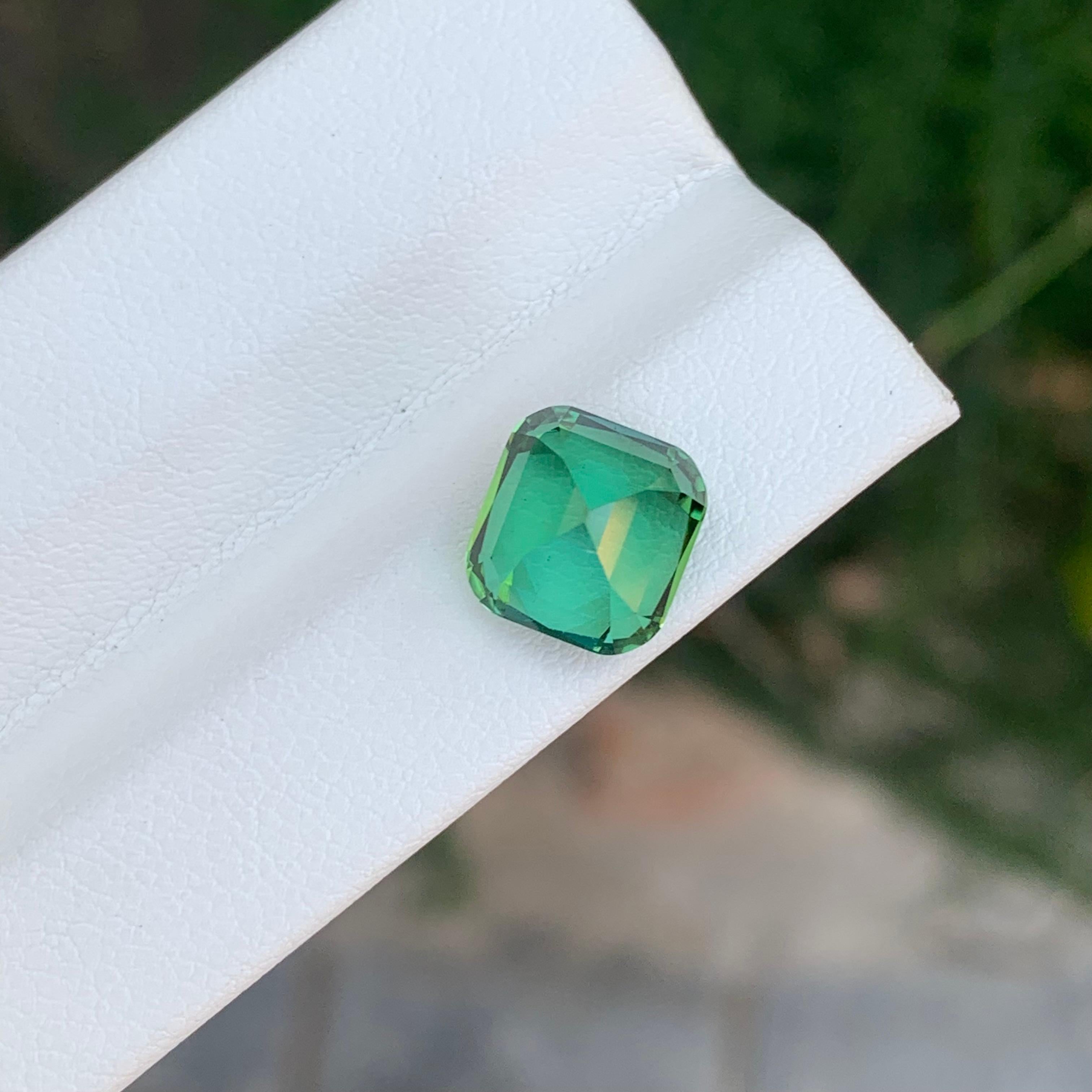 4.15 Carat Natural Loose Green Tourmaline Cushion Shape Gemstone (Tourmaline verte en forme de coussin) en vente 1