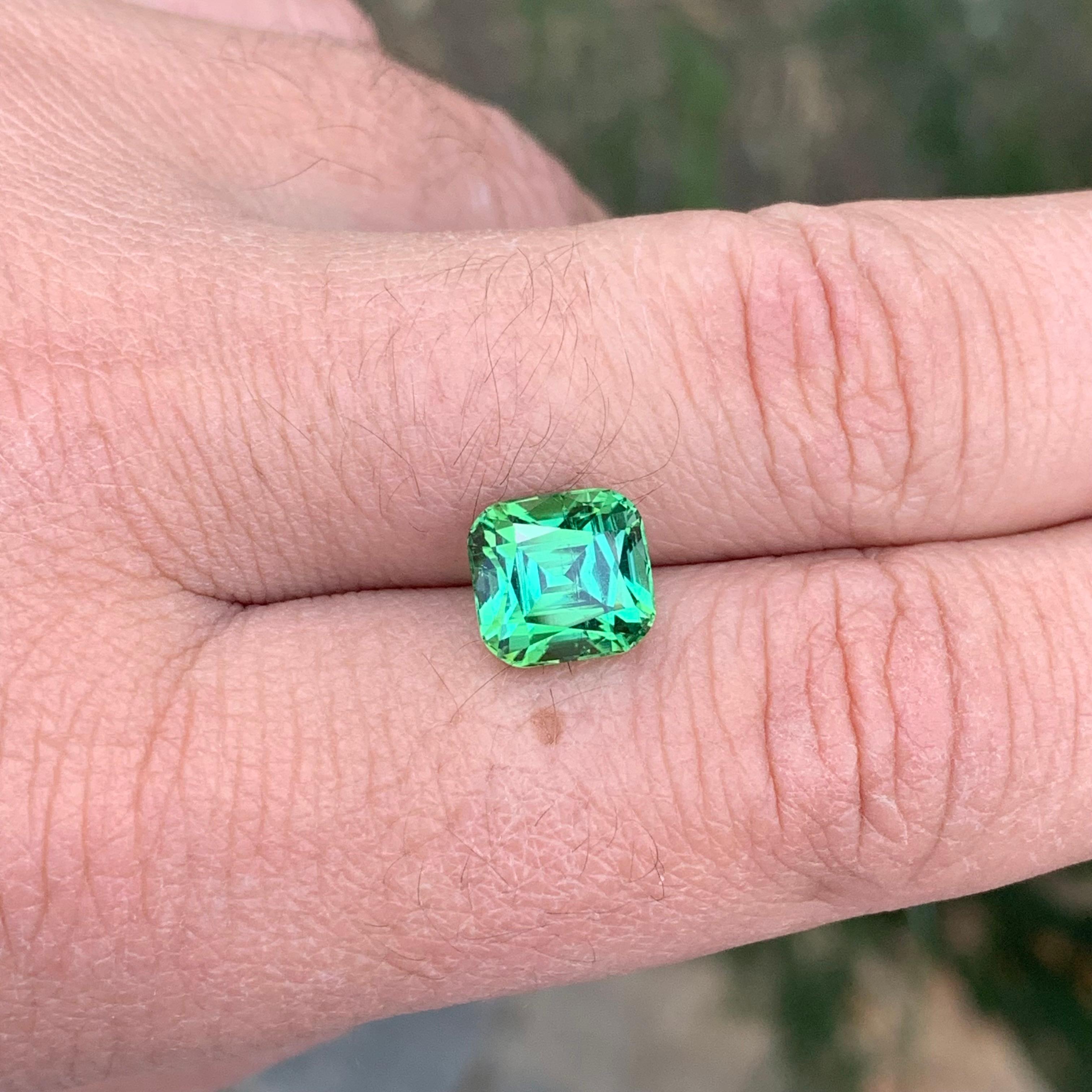 4.15 Carat Natural Loose Green Tourmaline Cushion Shape Gemstone (Tourmaline verte en forme de coussin) en vente 3