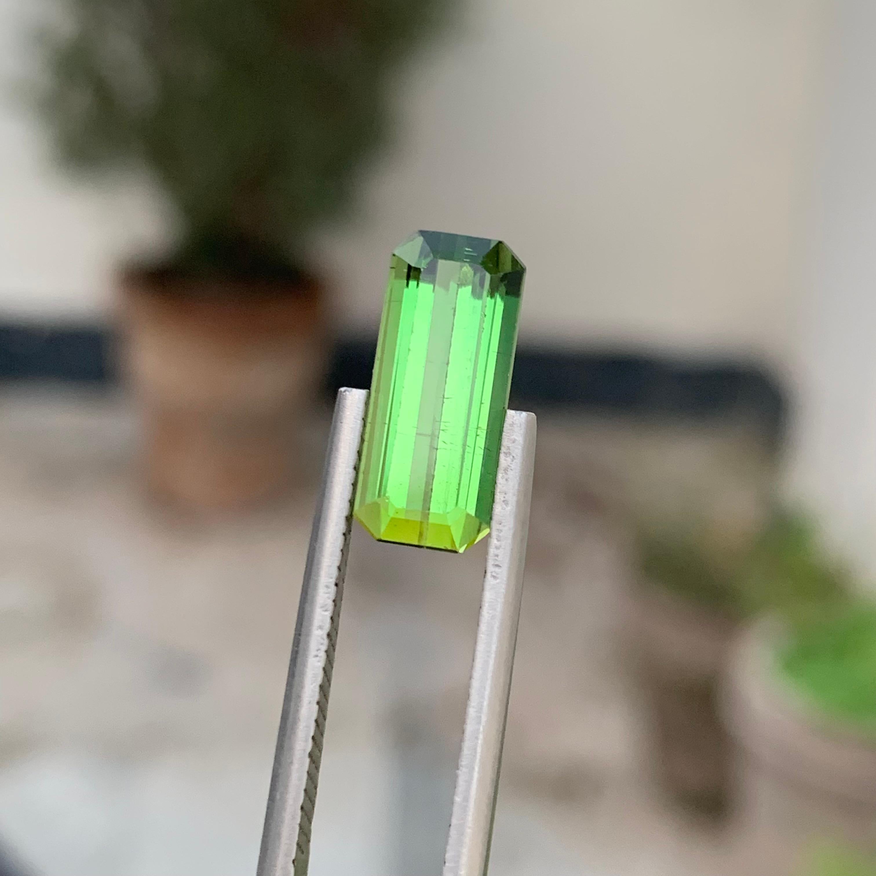 Emerald Cut 4.15 Carat Natural Loose Green Tourmaline Long Emerald Shape Gem For Necklace  For Sale