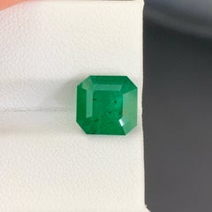 4.15 Carat Natural Loose Intense Green Zambian Emerald Stone Asscher Cut Gem
