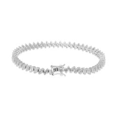 4,15 Carati SI Chiarezza HI Colore Baguette Bracciale di Diamanti 14 Karati Oro Bianco