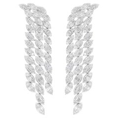 4.15 Carat SI/H Baguette Round Brilliant Cut Diamond Earrings 18k White Gold