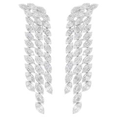 4.15 Carat SI/H Baguette Round Brilliant Cut Diamond Earrings 18k White Gold