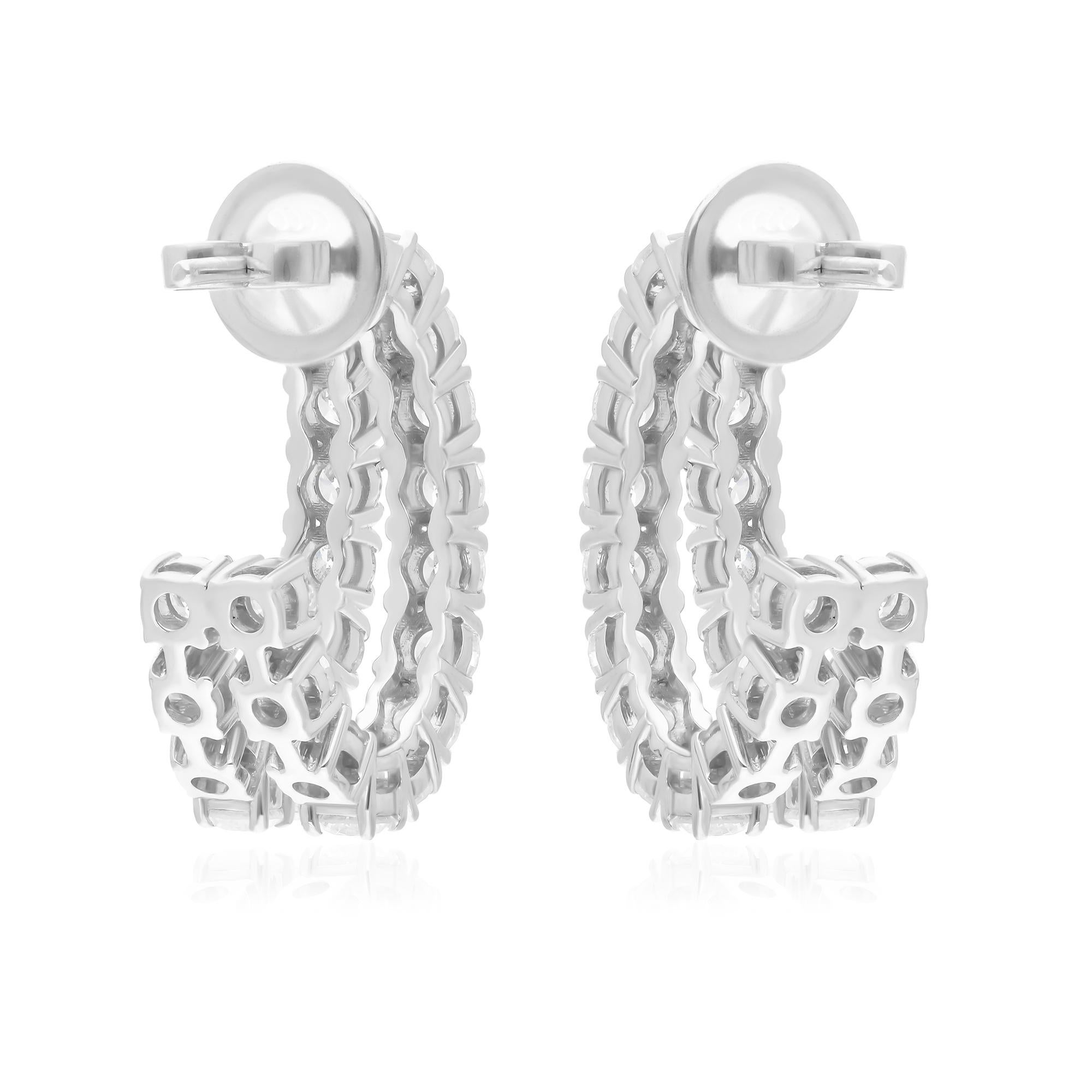 4,15 Karat SI/H Diamant-Creolen aus 10 Karat Weißgold mit rundem Brillantschliff (Moderne) im Angebot