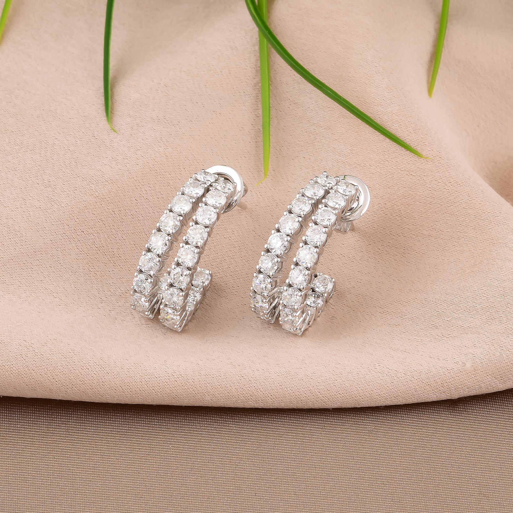 4,15 Karat SI/H Diamant-Creolen aus 10 Karat Weißgold mit rundem Brillantschliff (Rundschliff) im Angebot