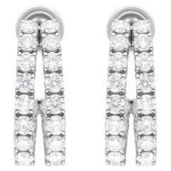 4.15 Carat SI/H Round Brilliant Cut Diamond Hoop Earrings 14 Karat White Gold