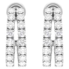 4.15 Carat SI/H Round Brilliant Cut Diamond Hoop Earrings 14 Karat White Gold