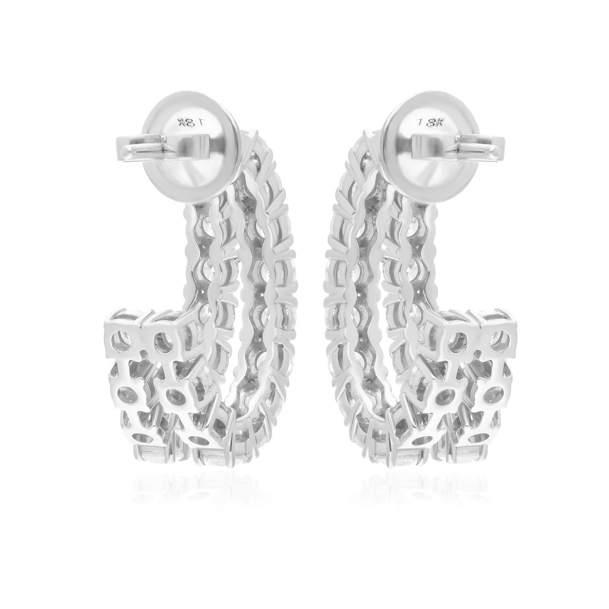 4.15 Carat SI/H Round Brilliant Cut Diamond Hoop Earrings 18 Karat White Gold In New Condition For Sale In Diera, Dubai