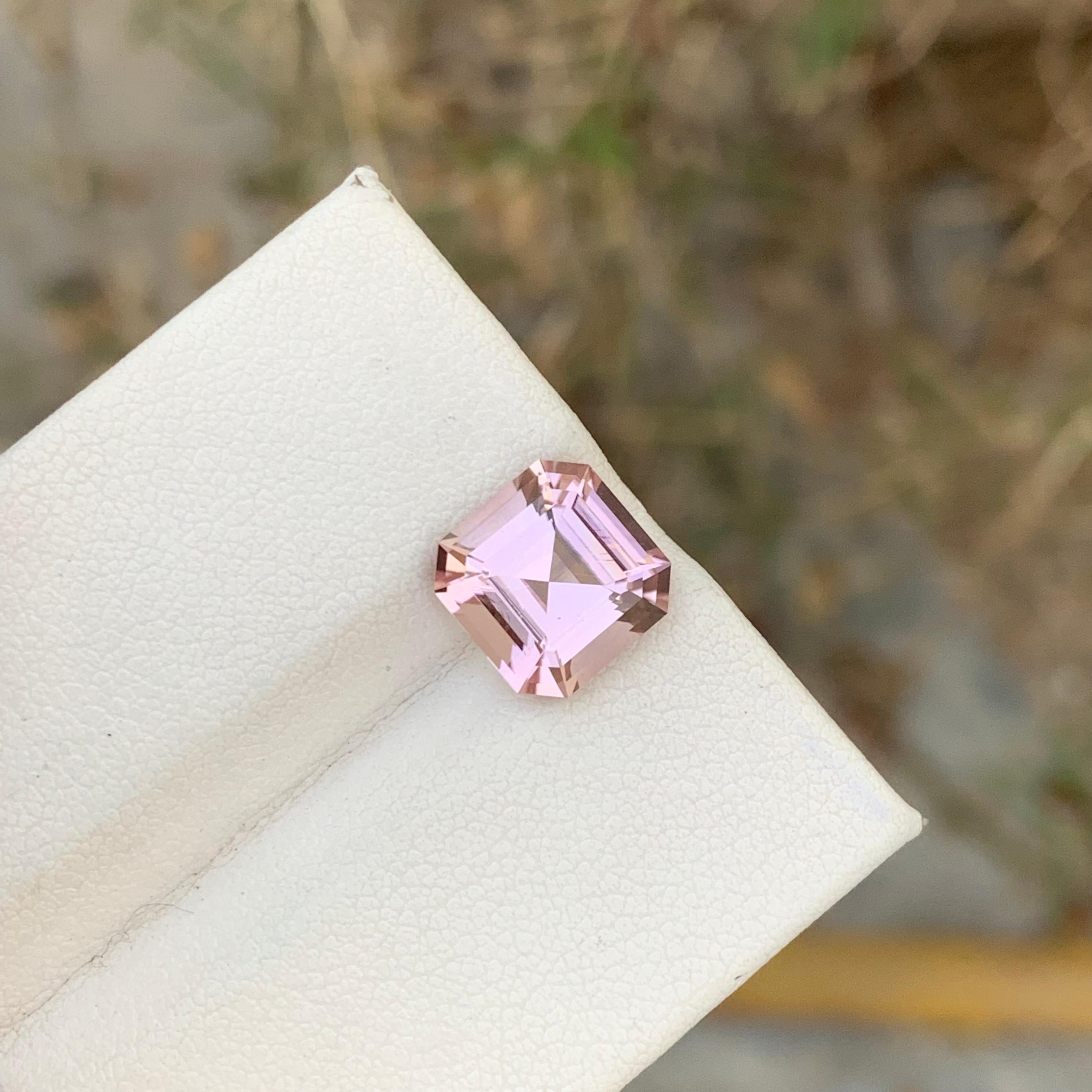 4.15 Carats Asscher Cut Soft Pink Loose Tourmaline Ring Gem Afghanistan Mine For Sale 6