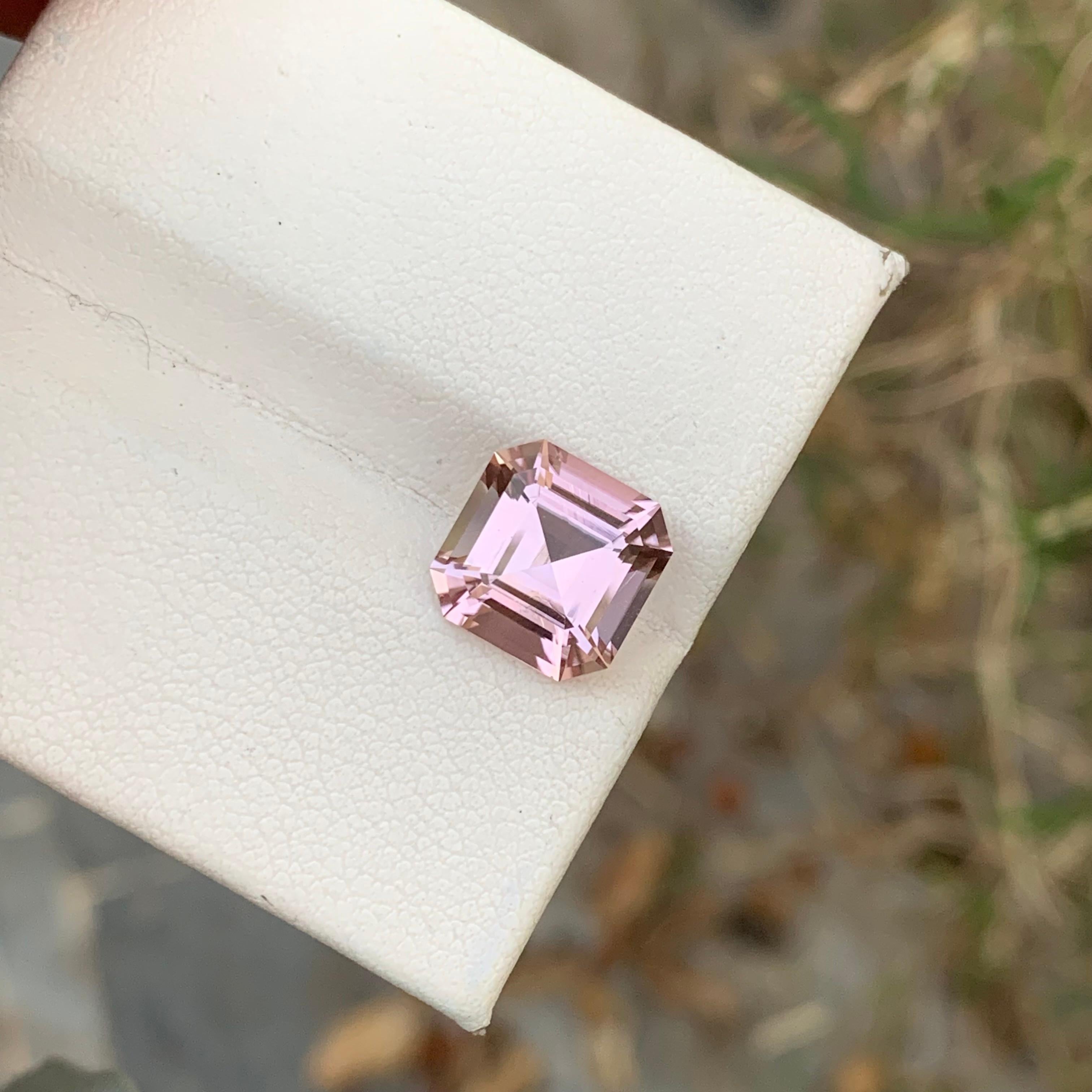 4.15 Carats Asscher Cut Soft Pink Loose Tourmaline Ring Gem Afghanistan Mine For Sale 3