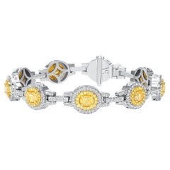 Bracelet en or 14 carats avec diamants ovales jaunes fantaisie de 4,15 carats/bijou unique en son genre 