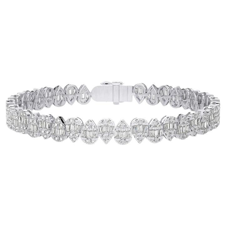 4.15 CTW Round Diamonds 18K White Gold Timeless Tennis Collection Drop Bracelets