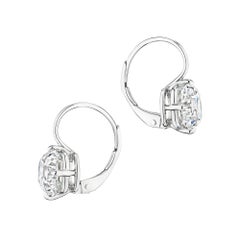 4.15 Vintage Cushion Brilliant Diamond Platinum Drop Earrings