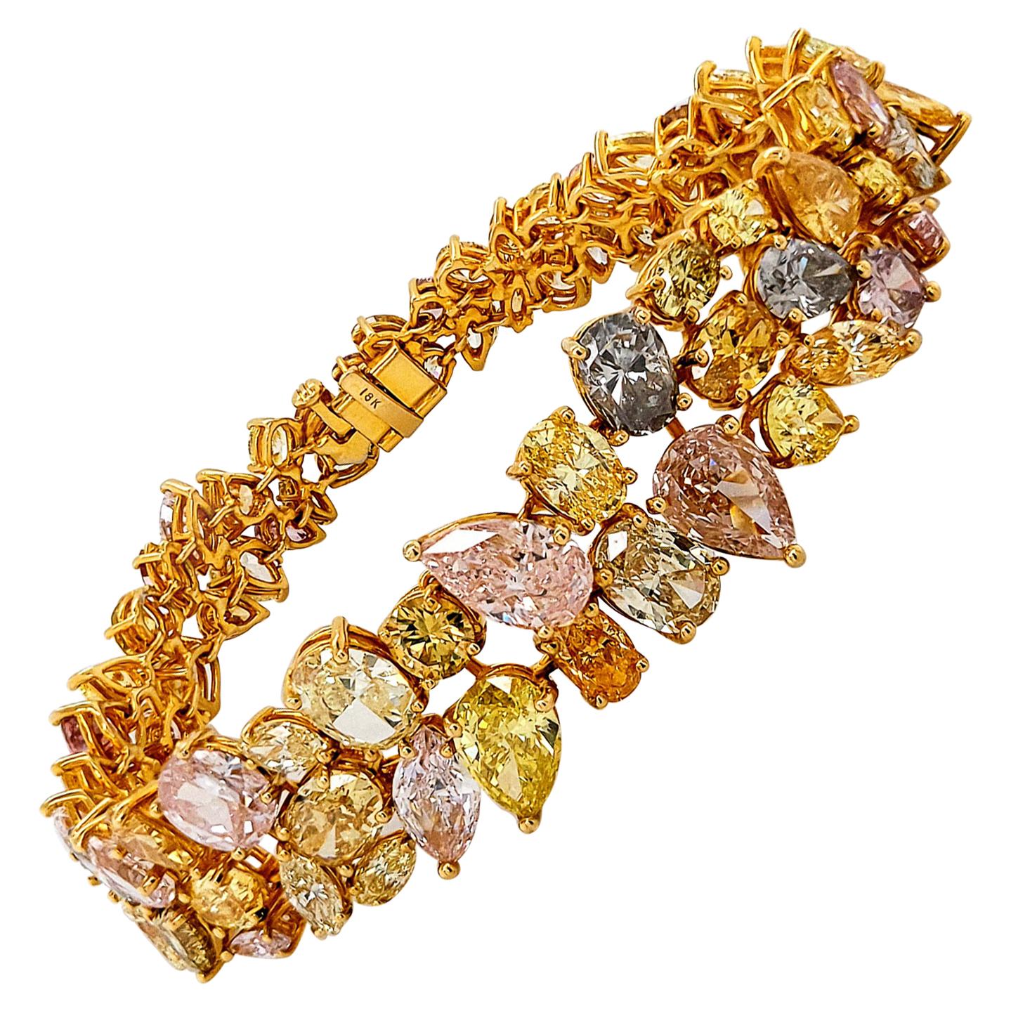 Spectra Fine Jewelry, 41.50 Carat Multi Colored Diamond Bracelet