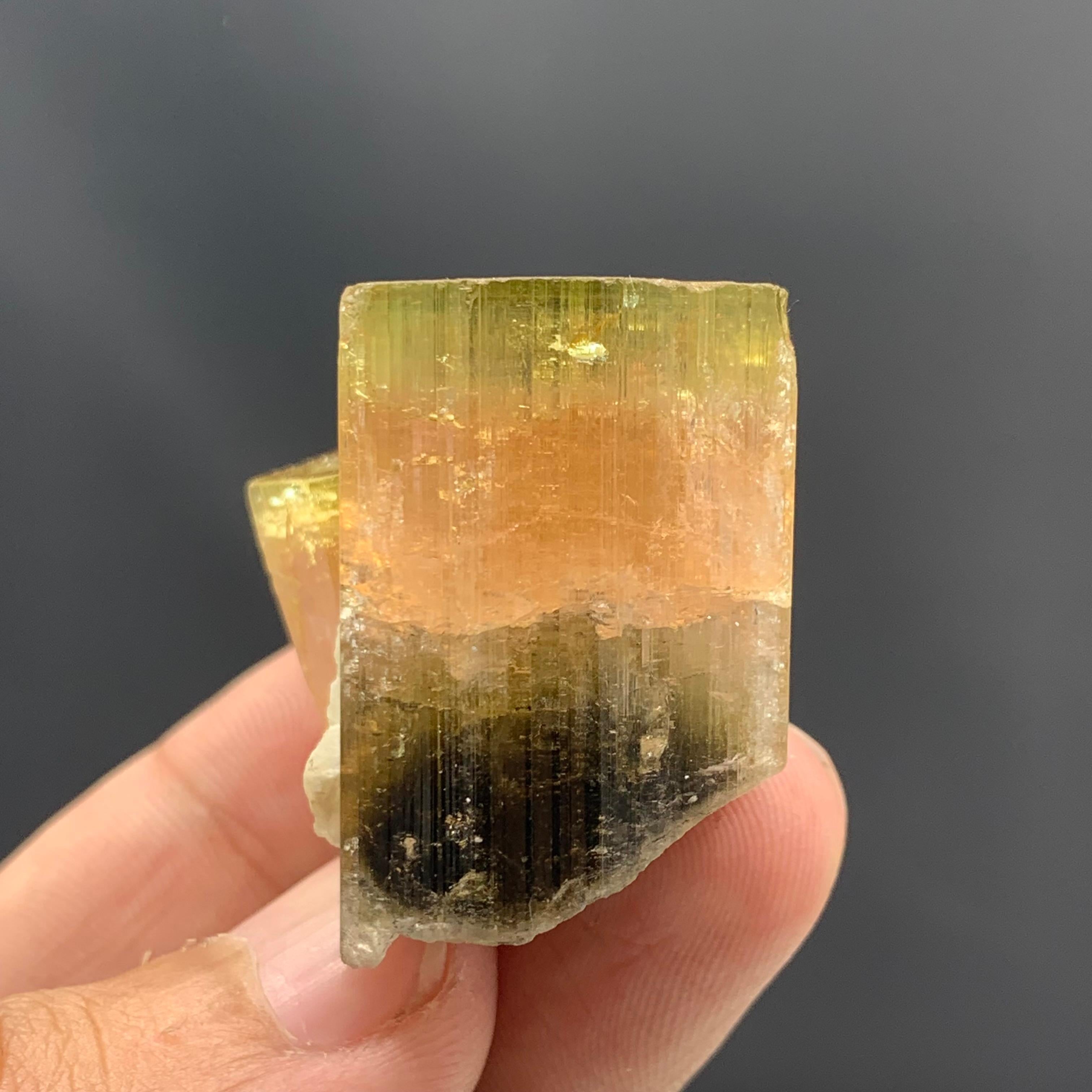 Rock Crystal 41.50 Gram Beautiful Tri Color Dual Tourmaline Specimen From Afghanistan  For Sale