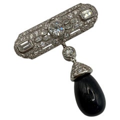 41.50ct Antique Sapphire & Diamond Brooch platinum RARE FIND