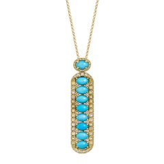 Sunita Nahata Turquoise 4.15ct. Pendant in 18KYG with Opal & Diamond.