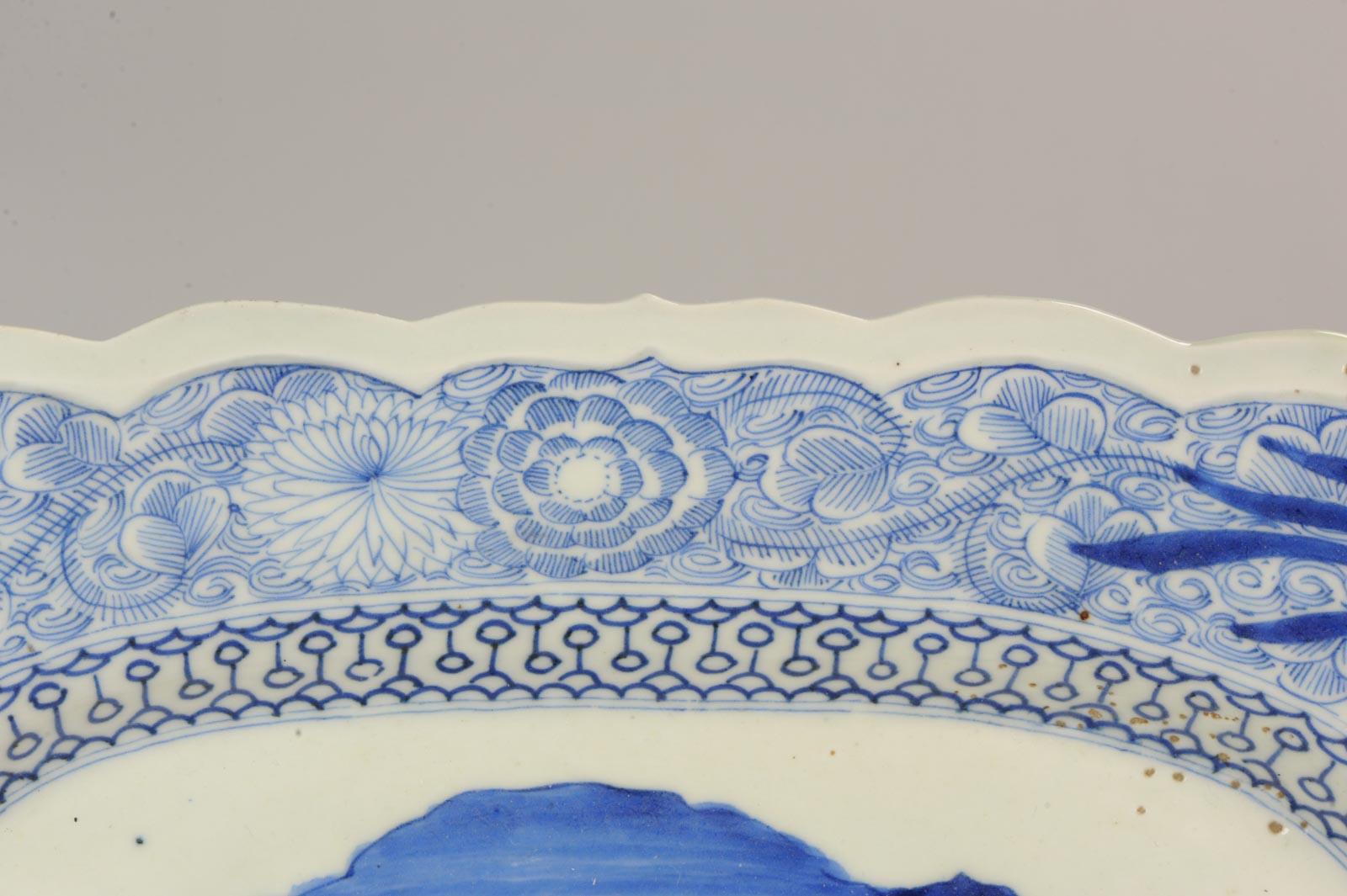 18th-19th Century Japanese Porcelain Charger Edo / Meiji Period Landscape 9