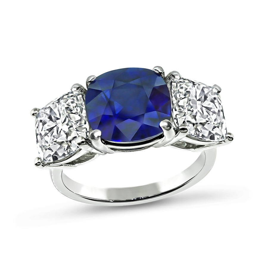 4.15ct Sapphire GIA Certified 2.02ct and 2.02ct Diamond Anniversary Ring