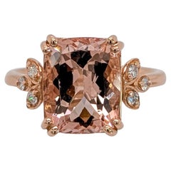 Anello con morganite COR de Rosa da 4,15 carati e accenti di diamanti naturali in oro massiccio 14K