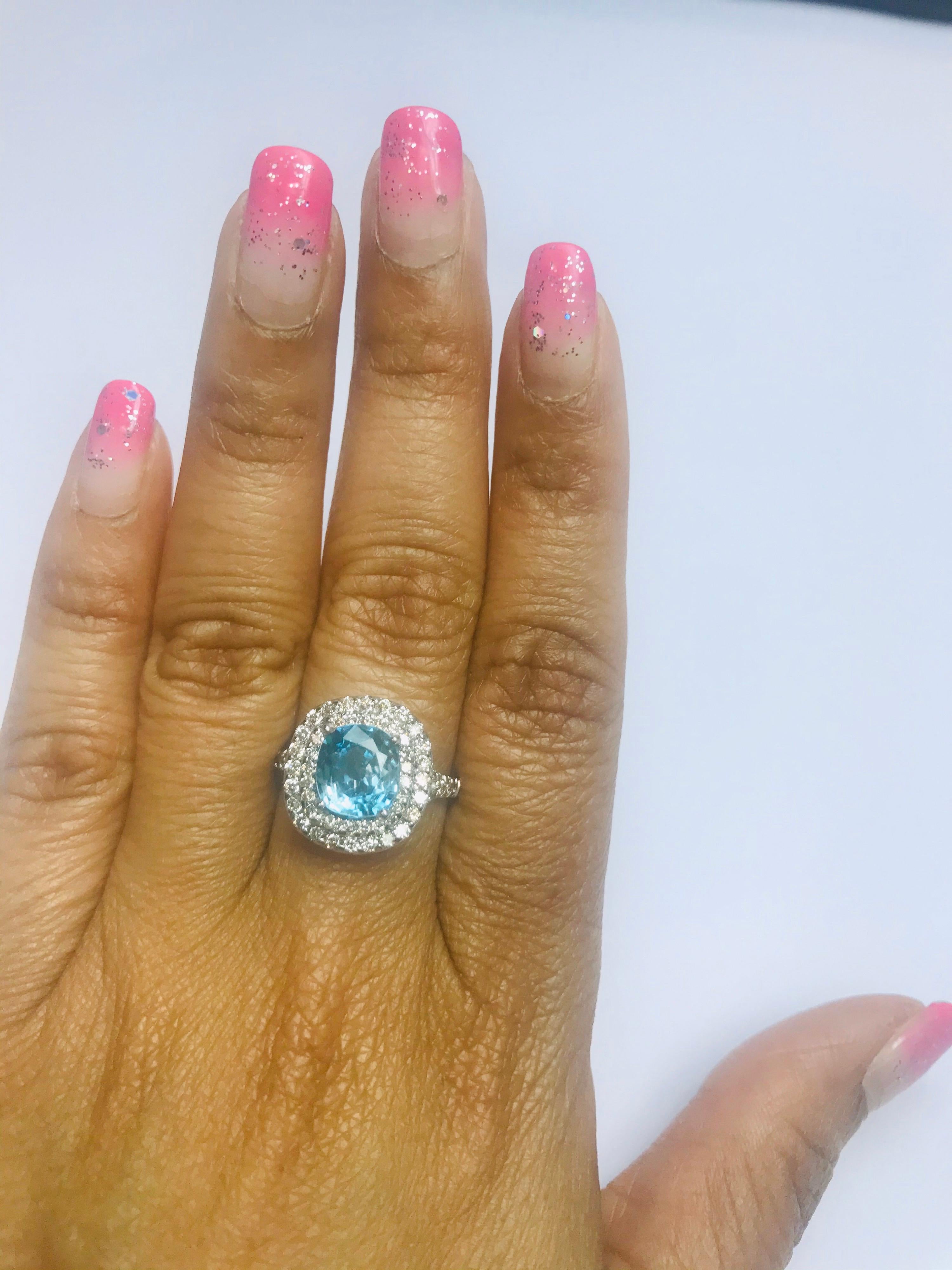 blue zircon white gold ring