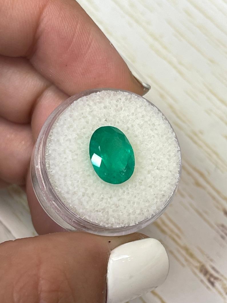 4.16 Carat Deep Green Colombian Emerald Oval Cut - May Birthstone Gem For Sale 2