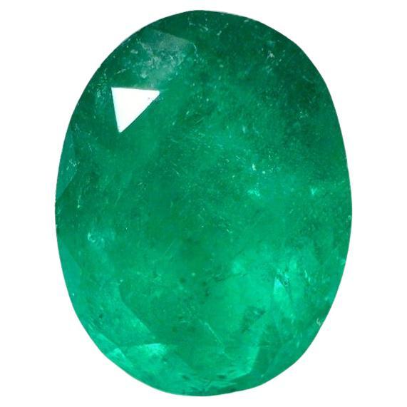 4.16 Carat Deep Green Colombian Emerald Oval Cut - May Birthstone Gem For Sale