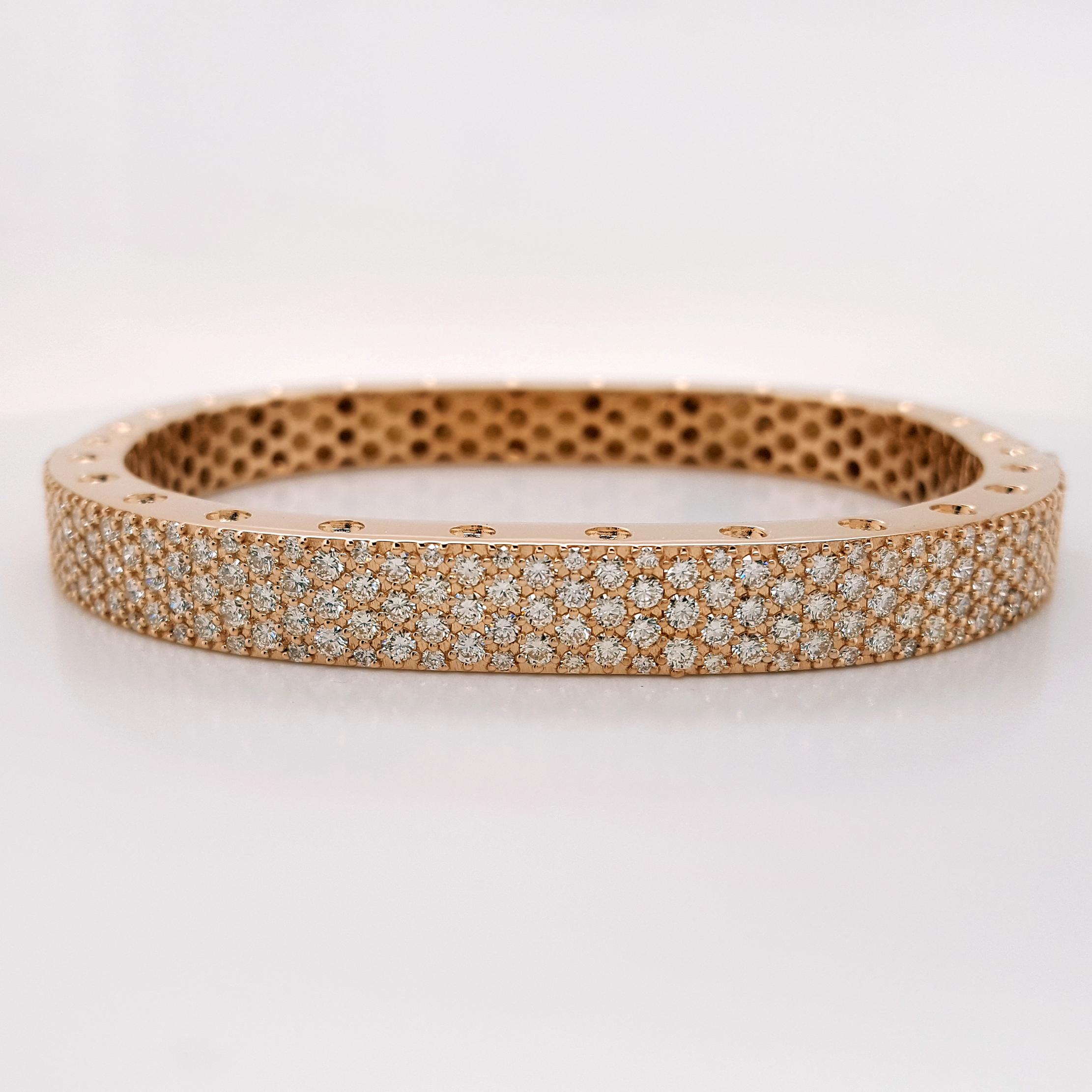 Bracelet en or rose 18 carats avec diamants PAVÉ de 4,16 carats, par Novel Collection  en vente 1