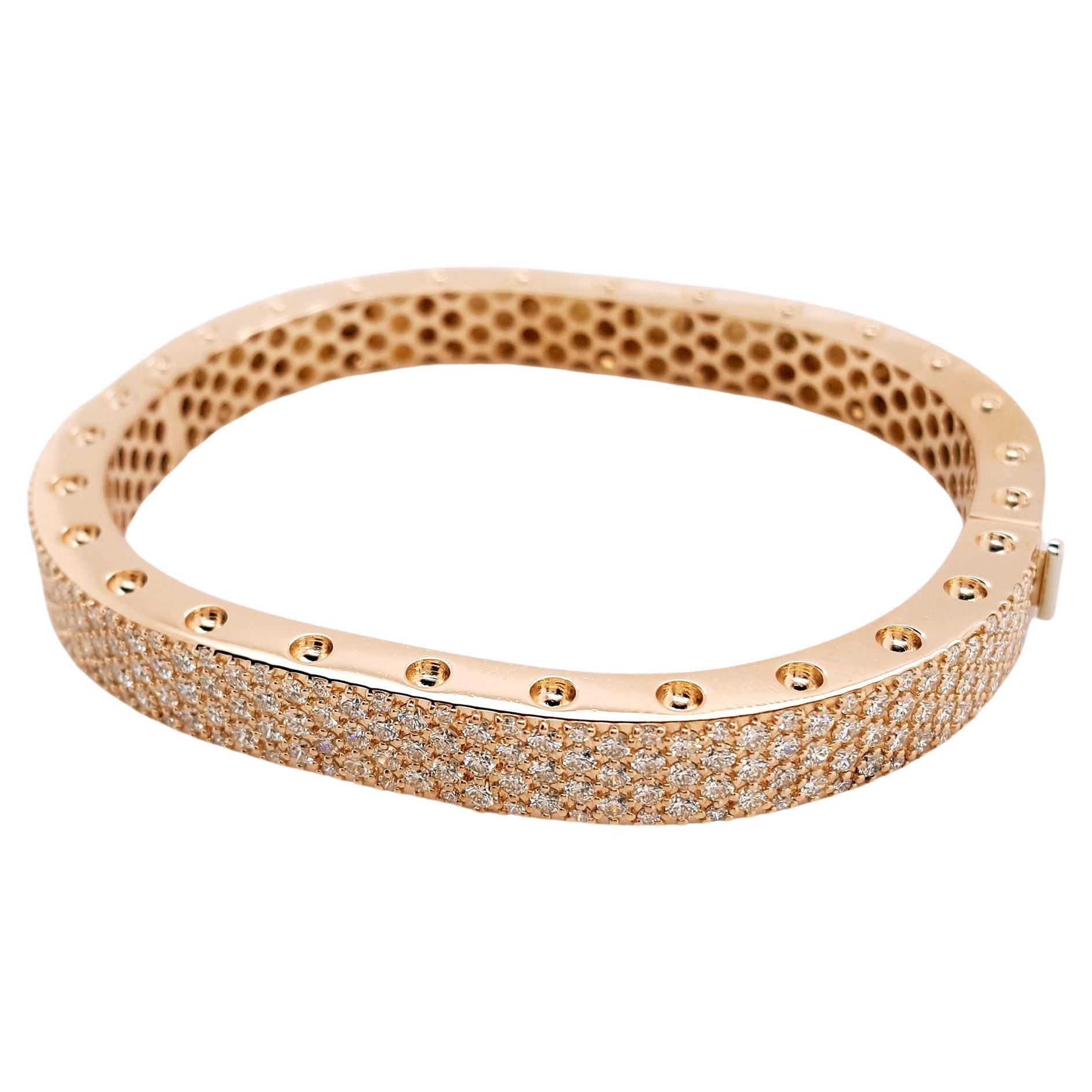 Bracelet en or rose 18 carats avec diamants PAVÉ de 4,16 carats, par Novel Collection  en vente