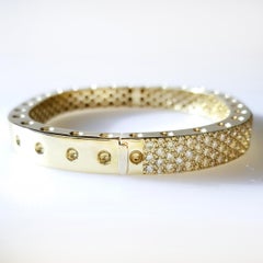 4.16 Carat Diamonds 18k Yellow Gold Pavé Diamond Bangle, by Novel Collection
