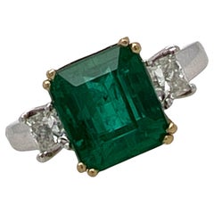 4.16 Carat Emerald Diamond 18 Karat Two Tone Gold Cocktail Ring AGL Certified