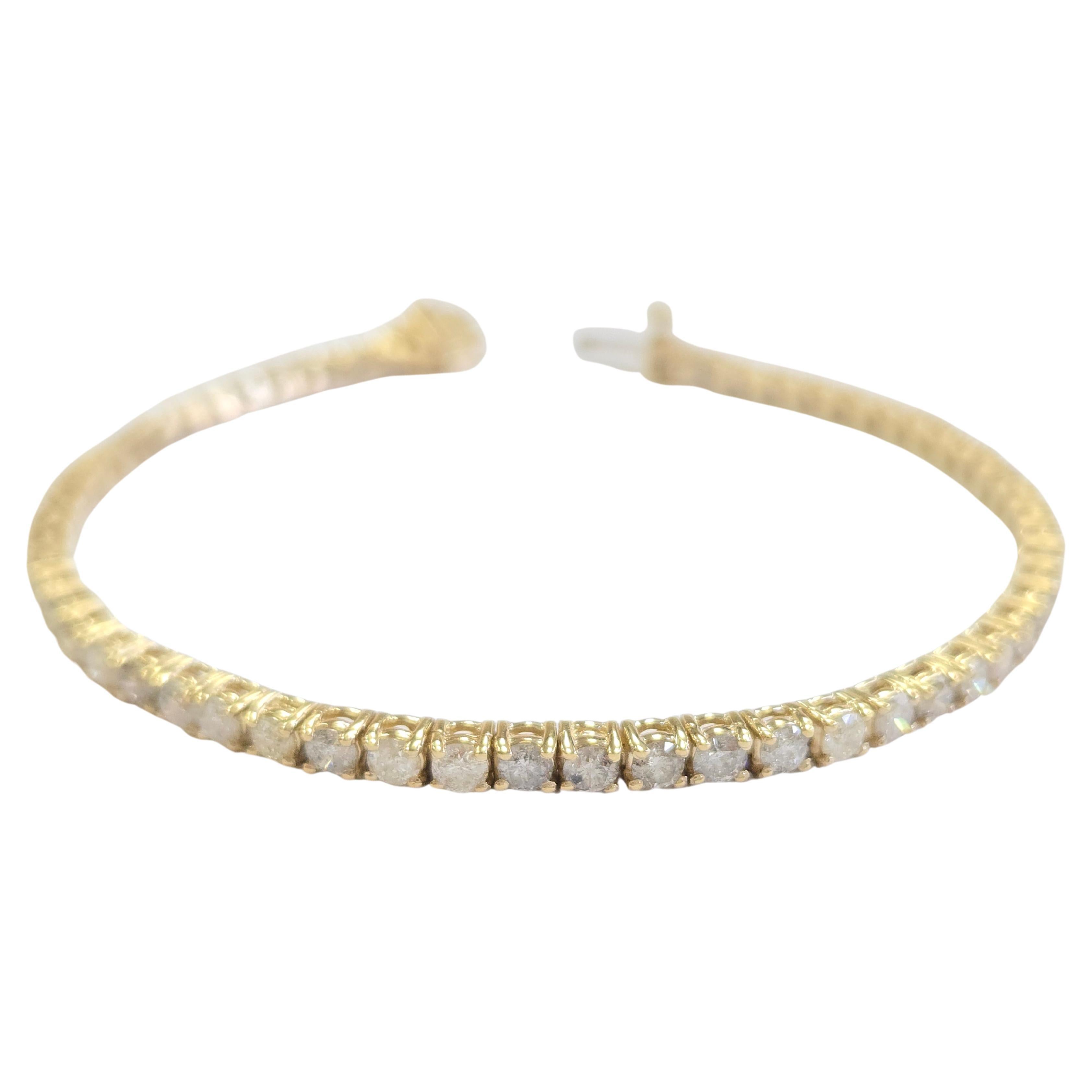 Bracelet de tennis en or jaune 14 carats avec diamant naturel de 4,16 carats