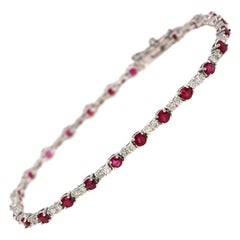 4.16 Carat Natural Ruby Diamond 14 Karat White Gold Bracelet