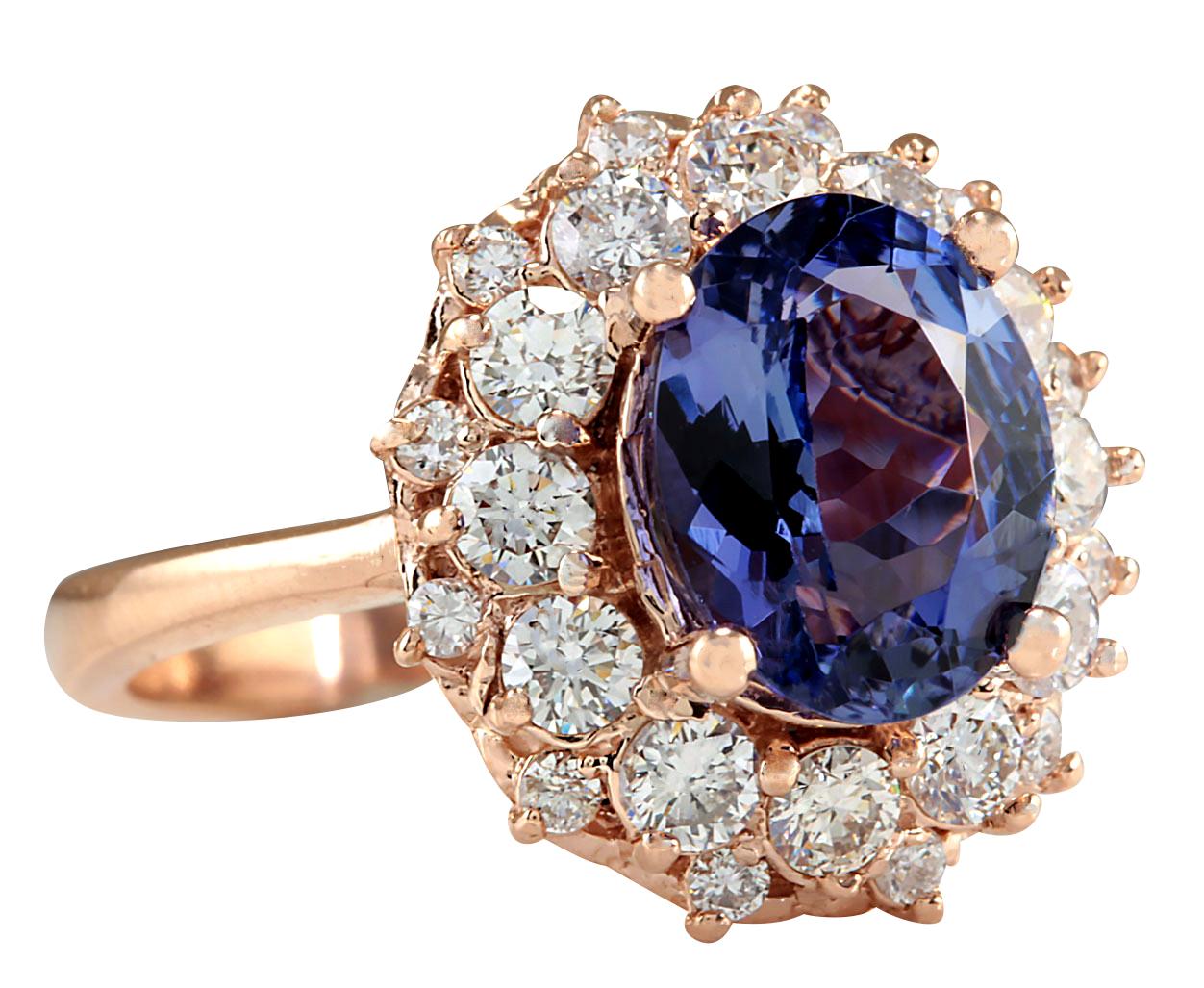 Stamped: 14K Rose Gold
Total Ring Weight: 5.4 Grams
Total Natural Tanzanite Weight is 2.66 Carat (Measures: 10.00x8.00 mm)
Color: Blue
Total Natural Diamond Weight is 1.50 Carat
Color: F-G, Clarity: VS2-SI1
Face Measures: 16.90x15.20 mm
Sku: