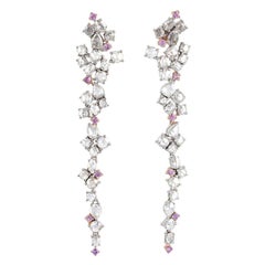 Boucles d'oreilles en or 18 carats avec diamants de 4,16 carats et saphirs roses