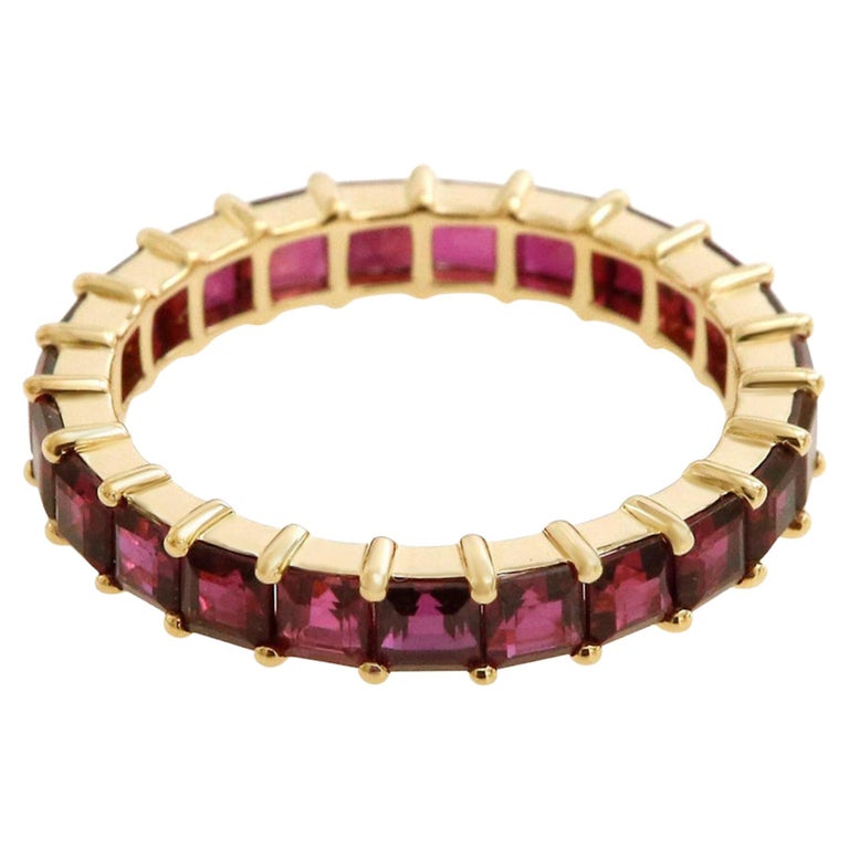 4.16 Carat Square Cut Ruby Eternity Band in 18 Karat Yellow Gold For ...