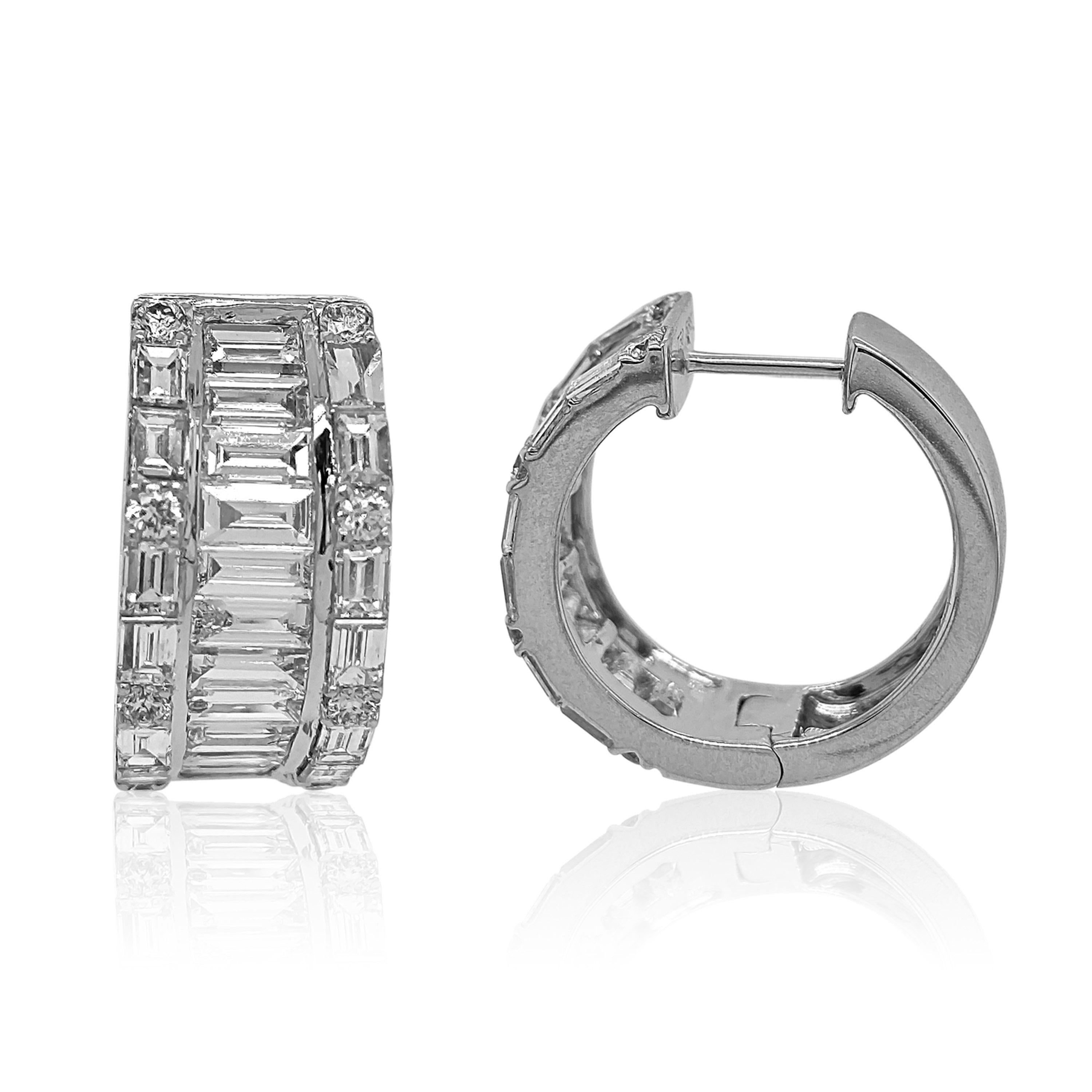 Pendientes de oro blanco con diamantes de 4,16 quilates Corte mixto en venta