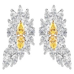 4.16 ct Natural Marquise Diamond Toi et Moi Wing Earrings, 18K Two-Tone Gold